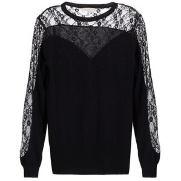 Ramy Brooke Lace Lindsay Sweater Size L Black Wool Blend Neutral Date Night - Picture 1 of 14